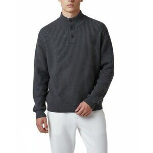Express Ribbed Knit Button-Up Sweater L/G Gray 100% Cotton Mens Apparel